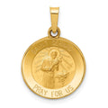 14k Polished and Satin Hollow Saint Gerard Medal Round Charm, 22 x 15 mm