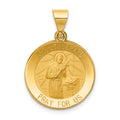 14k Polished and Satin Hollow Saint Gerard Medal Round Pendant, 26.4 x 18.5 mm