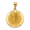 14k Polished and Satin Hollow Saint John Medal Round Pendant, 27.5 x 19.5 mm
