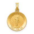 14k Polished and Satin Hollow St John the Baptist Medal Round Pendant, 21 x 15 mm