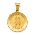 14k Polished and Satin Hollow St John the Baptist Medal Round Pendant, 27.5 x 19 mm