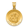 14k Polished and Satin Hollow St Joseph Medal Round Pendant, 27 x 18.75 mm