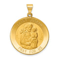 14k Polished and Satin Hollow Large St Joseph Medal Round Pendant, 33.7 x 26 mm