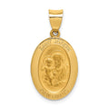 14k Polished and Satin Hollow St Joseph Medal Oval Pendant, 26 x 13.85 mm