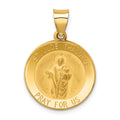 14k Polished and Satin Hollow St Jude Thaddeus Medal Round Pendant, 27 x 19 mm