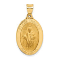 14k Polished and Satin Hollow St Jude Thaddeus Medal Oval Pendant, 31.5 x 16.5 mm