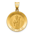 14k Polished and Satin Hollow St Patrick Medal Round Pendant, 22 x 19 mm