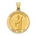 14k Polished and Satin Hollow Large St Patrick Medal Round Pendant, 25 x 23 mm