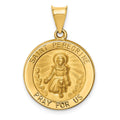 14k Polished and Satin Hollow St Peregrine Medal Round Pendant, 21 x 19 mm