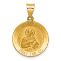 14k Polished and Satin Hollow Saint Peter Medal Round Pendant, 22 x 20 mm
