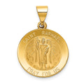 14k Polished and Satin Hollow St Raphael Medal Round Pendant, 22 x 20 mm