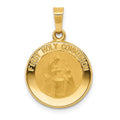 14k Polished and Satin Hollow FIRST HOLY COMMUNION Medal Round Pendant, 16 x 15 mm
