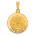 14k Polished and Satin Hollow CONFIRMATION Medal Round Pendant, 18 x 15 mm