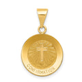 14k Polished and Satin Hollow CONFIRMATION with Cross Charm, 17 x 15 mm