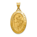 14k Polished and Satin Hollow St Christopher Medal Oval Pendant, 36 x 18.5 mm