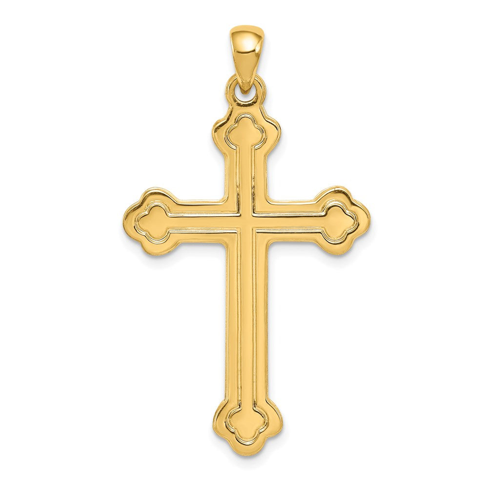 14k Budded Cross Pendant, 41 x 23 mm