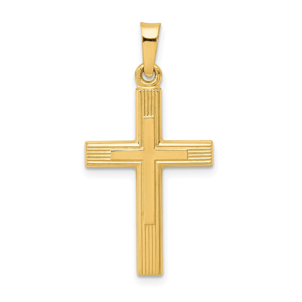 14k Brushed and Polished Latin Cross Pendant, 31 x 15 mm