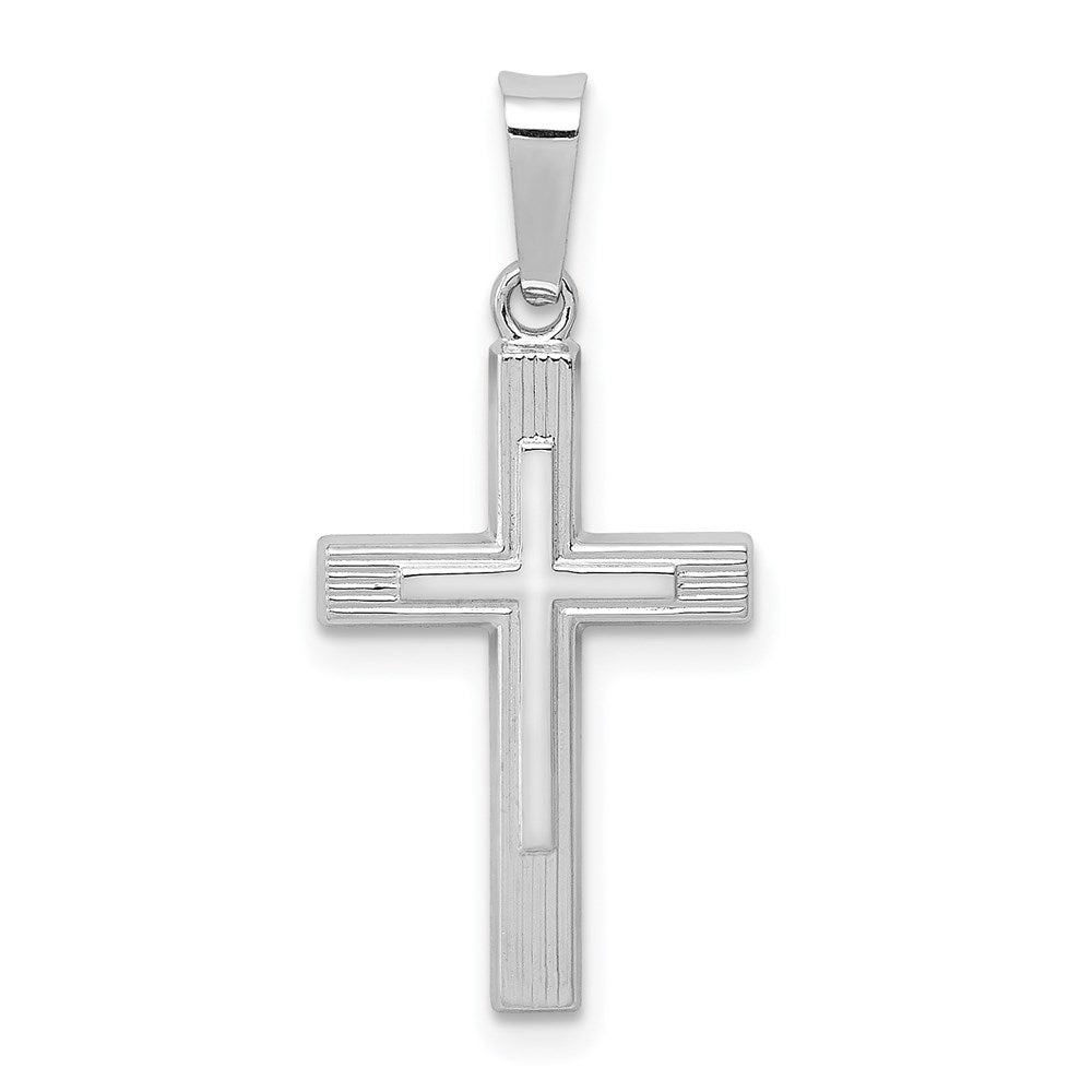14K White Gold Polished Latin Cross Pendant, 26.5 x 15 mm