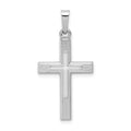 14K White Gold Brushed and Polished Latin Cross Pendant, 31 x 14 mm