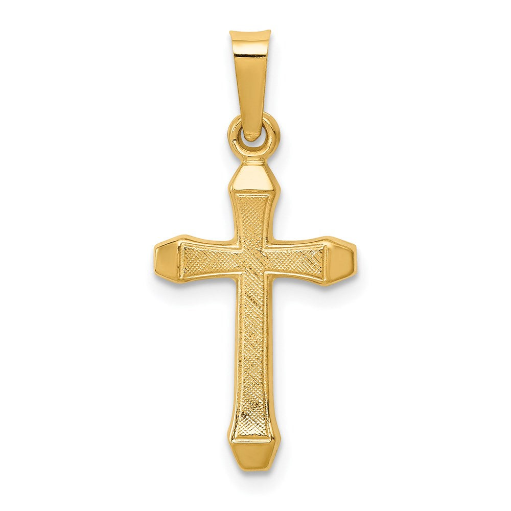 14k Textured and Polished Latin Cross Pendant, 26.3 x 12 mm