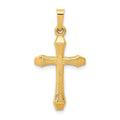 14k Textured and Polished Latin Cross Pendant, 30 x 15 mm
