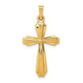 14k Textured and Polished Passion Cross Pendant, 34 x 17.5 mm