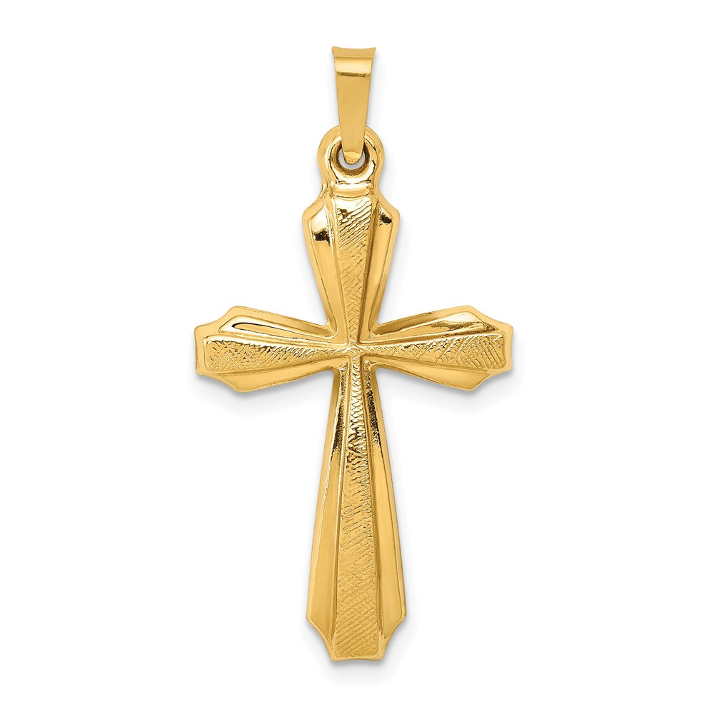 14k Textured and Polished Passion Cross Pendant, 34 x 17.5 mm