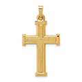 14k Brushed and Polished Latin Cross Pendant, 35.5 x 17.5 mm