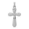 14K White Gold Textured and Polished Passion Cross Pendant, 34 x 17.5 mm