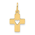 14k Polished Cross with Heart Pendant, 17 x 9 mm
