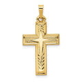 14k Brushed and Polished Latin Cross Pendant, 31 x 16 mm