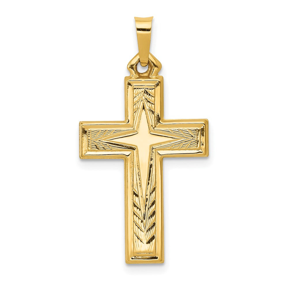 14k Brushed and Polished Latin Cross Pendant, 31 x 16 mm
