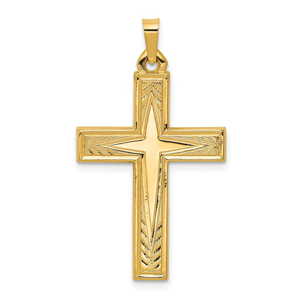 14k Polished Latin Cross Pendant, 35.5 x 19.75 mm