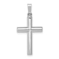 14K White Gold Brushed and Polished Hollow Latin Cross Pendant, 28 x 14 mm