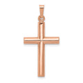 14K Rose Gold Brushed and Polished Hollow Cross Pendant, 32.5 x 16 mm