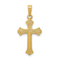 14k Polished Fleur de lis Cross Pendant, 26 x 13.5 mm