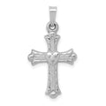 14K White Gold Diamond Fleur De Lis Cross with Heart Pendant, 0.01 ct, 27.2 mm
