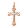 14K Two-Tone Fleur de Lis Cross Pendant, 32.5 x 18 mm