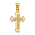 14k Gold Polished Small Budded Cross Charm, 22.5 x 11.5 mm