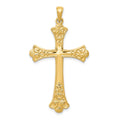 14k Fleur De Lis Cross Pendant, 46 x 25 mm