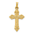 14k Brushed and Polished Fleur de Lis Cross Pendant, 31.25 mm