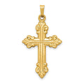 14k Polished Fleur de Lis Cross Pendant, 35.7 mm