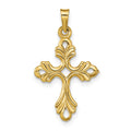 14k Polished Fleur De Lis Cross Pendant, 33 mm, 1.01 g