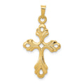 14k Polished Fleur De Lis Cross Pendant, 33 mm, 1.31 g