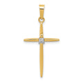 14k Diamond Polished Passion Cross Pendant, 0.01 ct, 31 x 15 mm