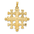 14k Polished Jerusalem Cross Pendant, 32 x 26 mm