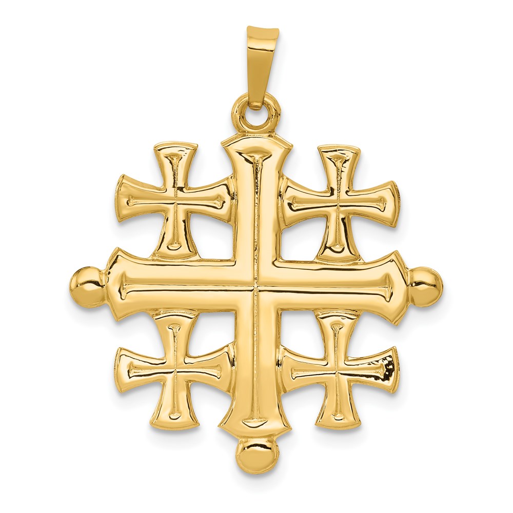 14k Polished Jerusalem Cross Pendant, 32 x 26 mm