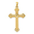 14k Budded Cross Pendant, 41 x 22 mm