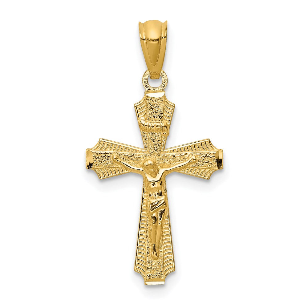 14k Polished Small Passion Crucifix Pendant, 26 x 13.5 mm