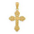 14k Gold Polished INRI Small Crucifix Pendant, 26 x 14.7 mm